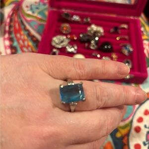 Vintage Y2K Elegant Blue Gemstone Ring